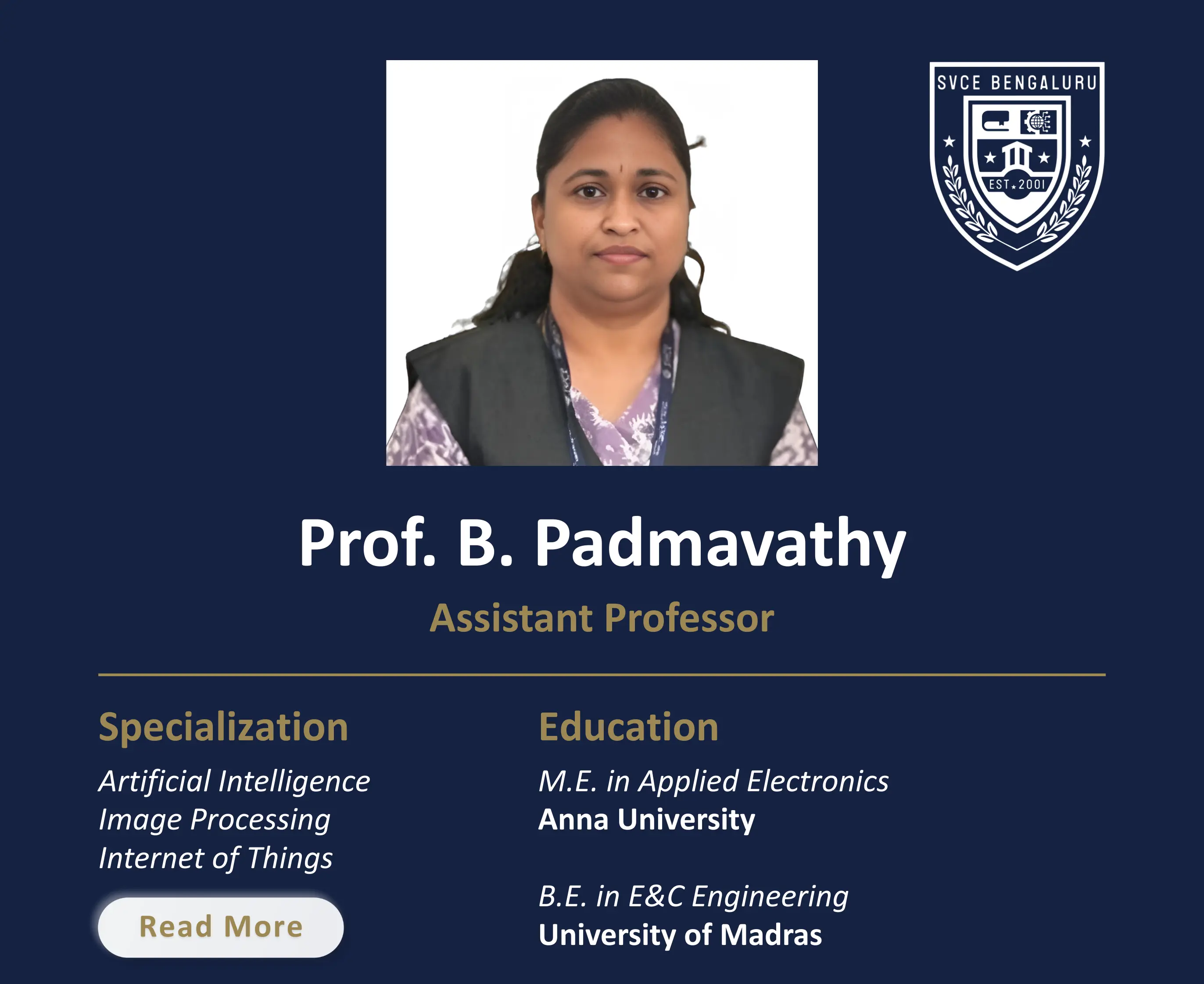 Mrs. B. Padmavathy - Assistant Professor